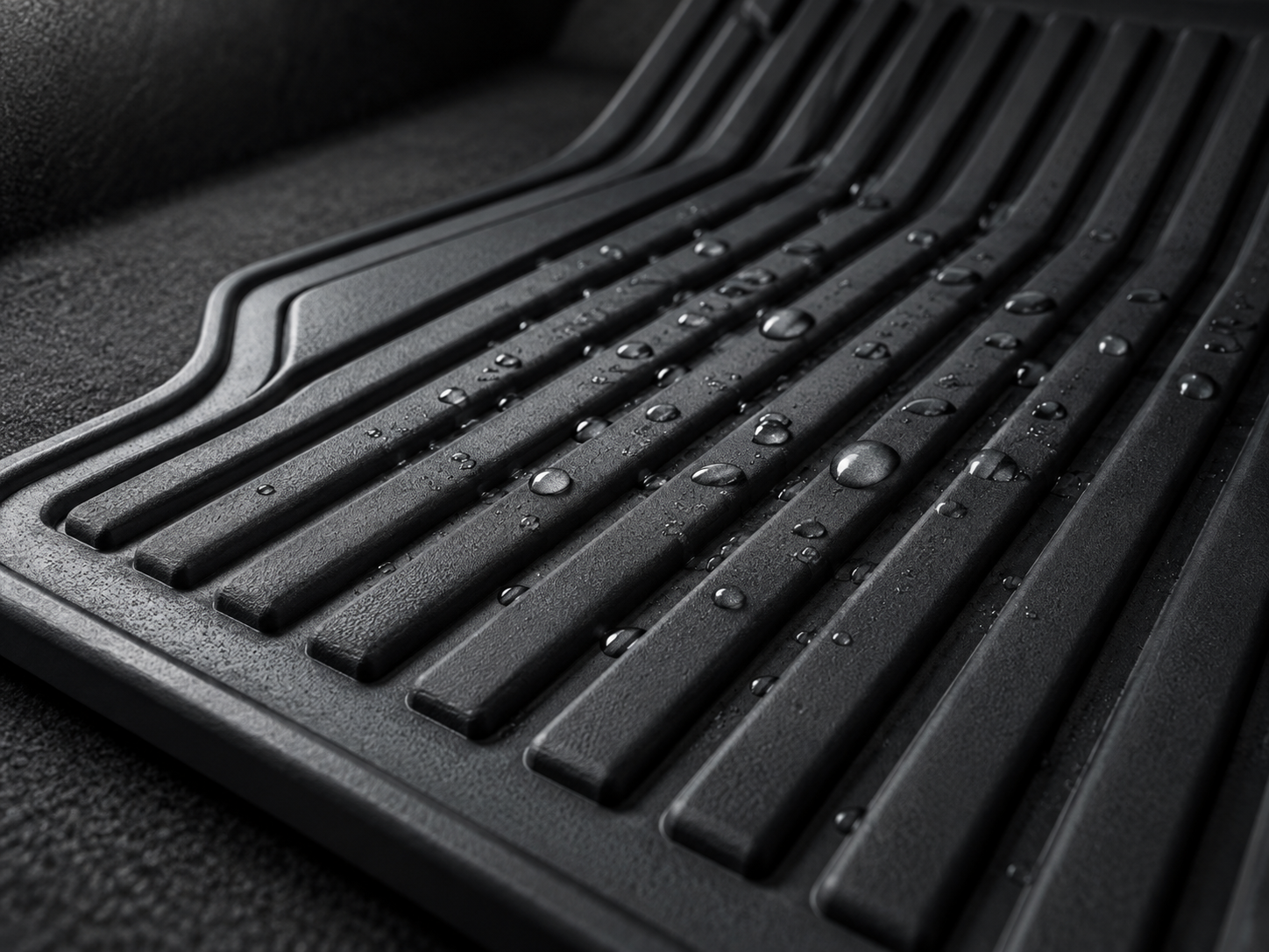 AI concept illustration of a ribbed black rubber mat texture